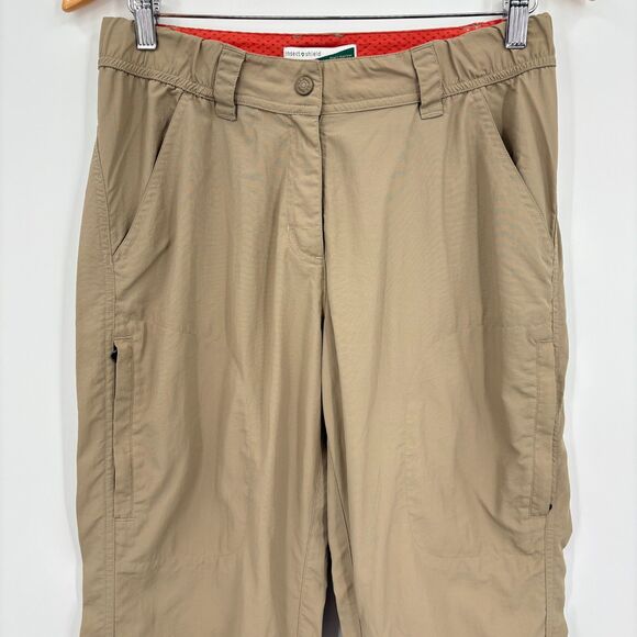 LL Bean Women's Insect Shield Tan Hiking pants, Sz 8, Gorpcore Zip Pockets Camp - Picture 3 of 9